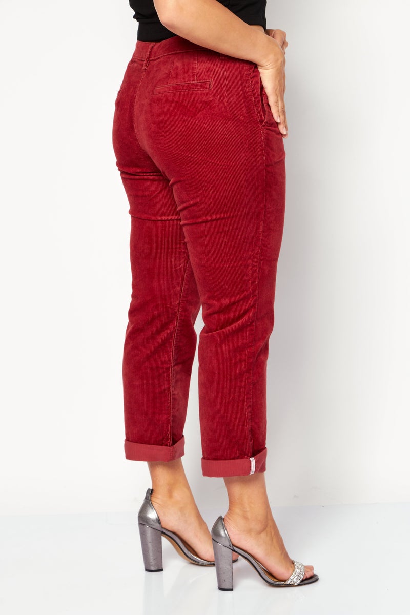 Women Wide Leg Corduroy Pants, Red