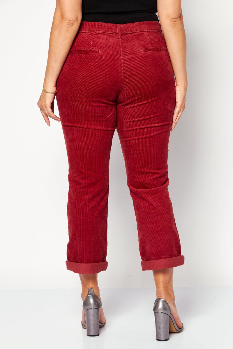 Women Wide Leg Corduroy Pants, Red