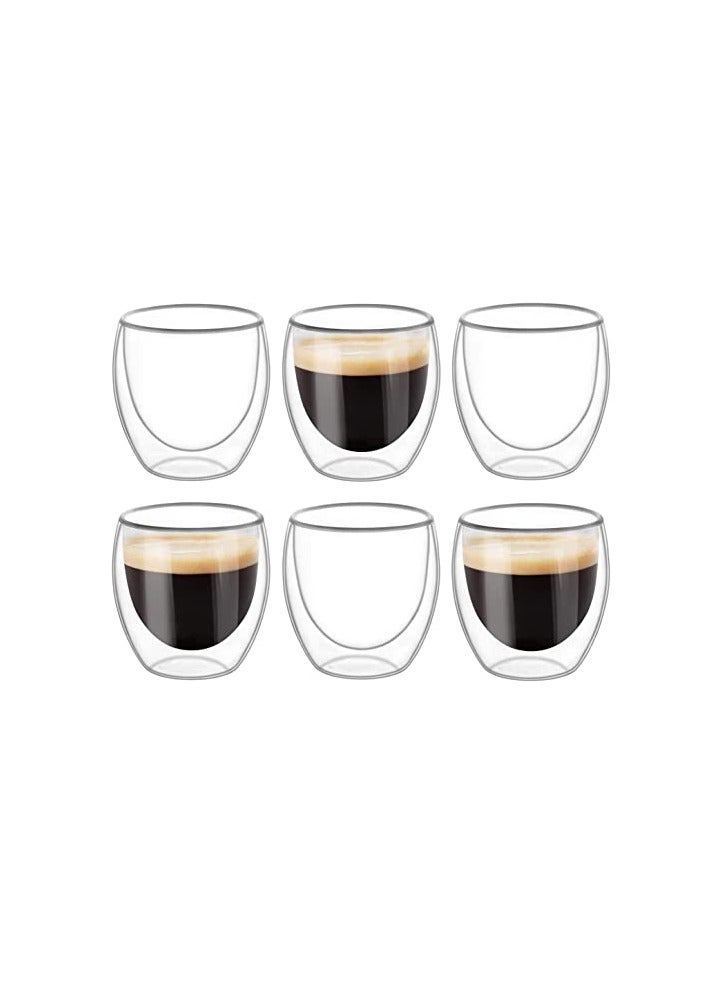 Best-encounter 6 Pieces Double Wall Glasses Coffee Cup (Medium)