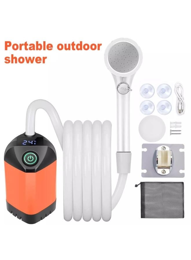 Outdoor Camping Shower Portable Electric Shower Pump Waterproof Outdoor Shower with Digital Display for Camping Hiking Travel