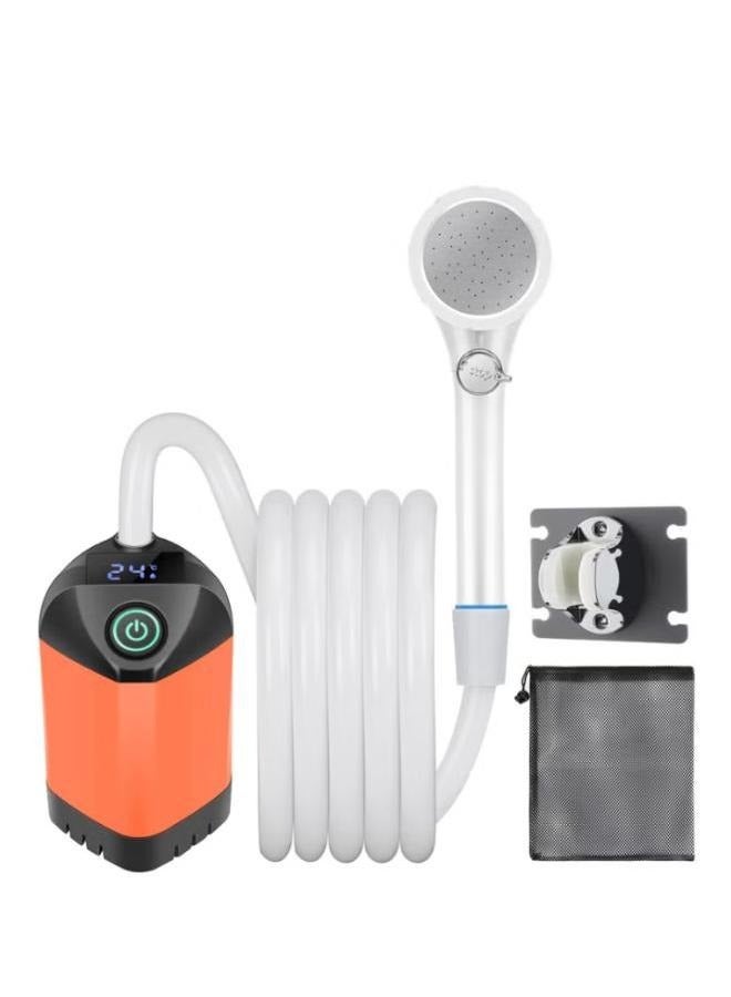 Portable Camp Shower, Camping Shower Pump with USB Rechargeable Batteries, Carryable Temperature Display Shower for Camping, Hiking, Traveling