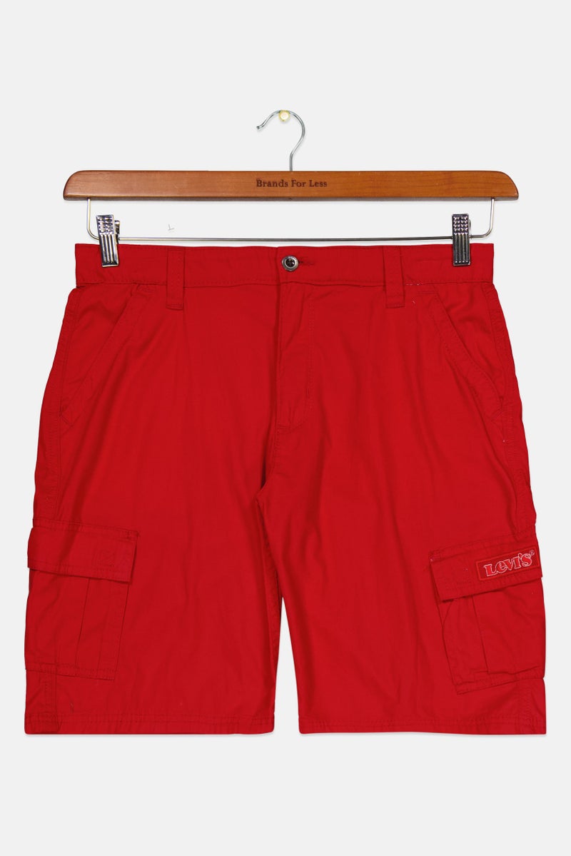 Kids Boy Regular Fit Denim Cargo Short, Red