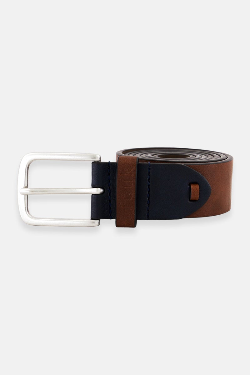 Men Plain Leather Belt, Brown