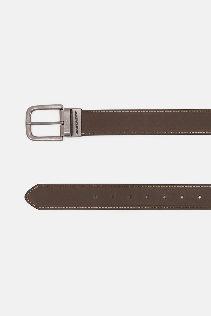 Men Leather Belt, Dark Brown