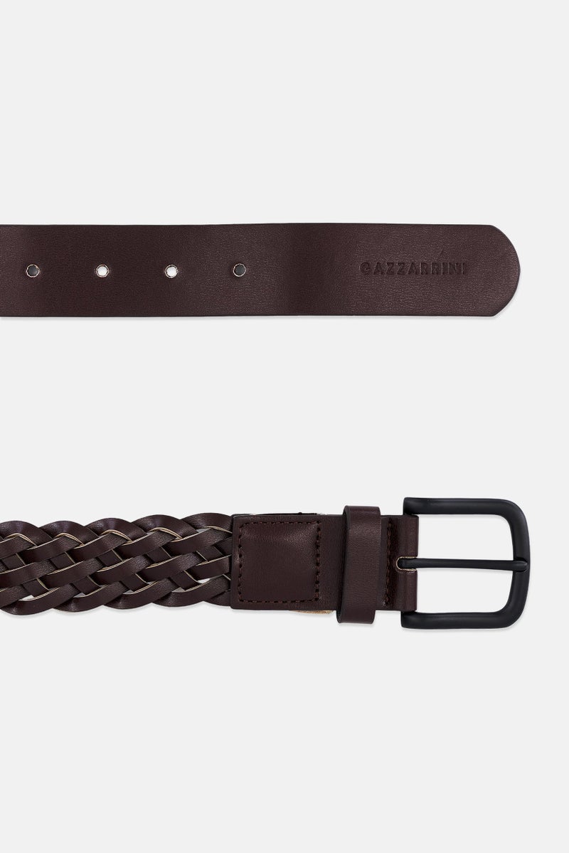 Men Leather Buckle Belt, Maroon