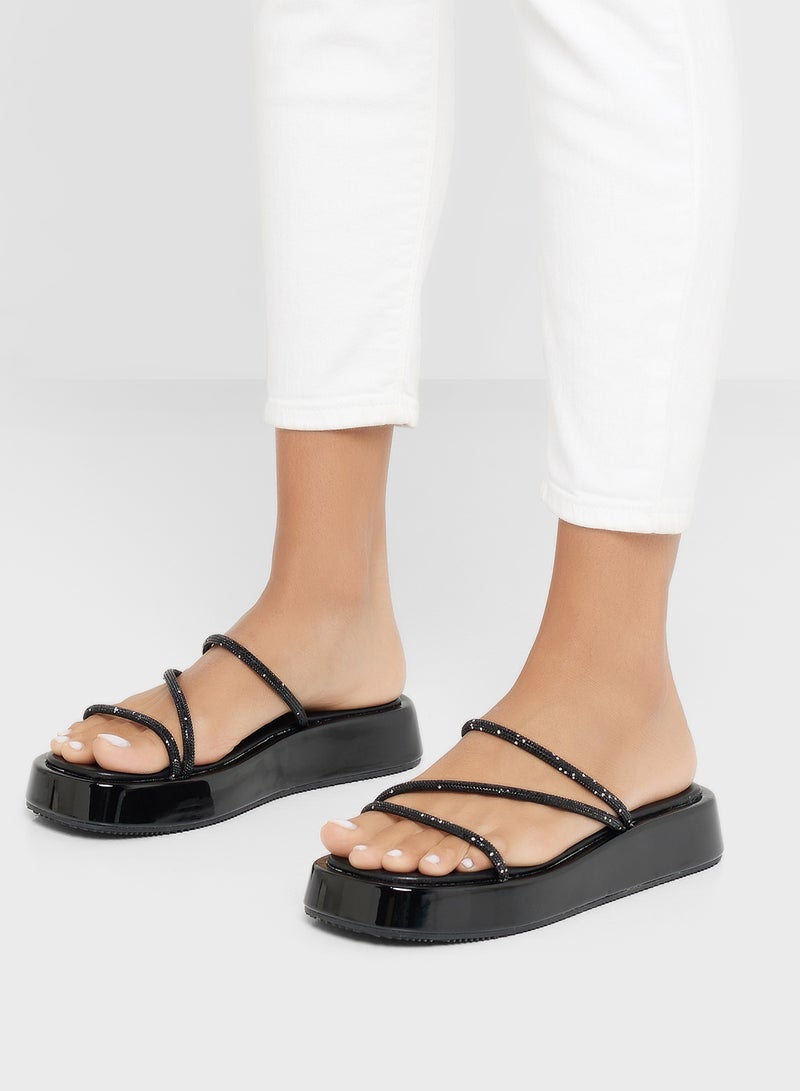 Diamante Strap Platform Sandal