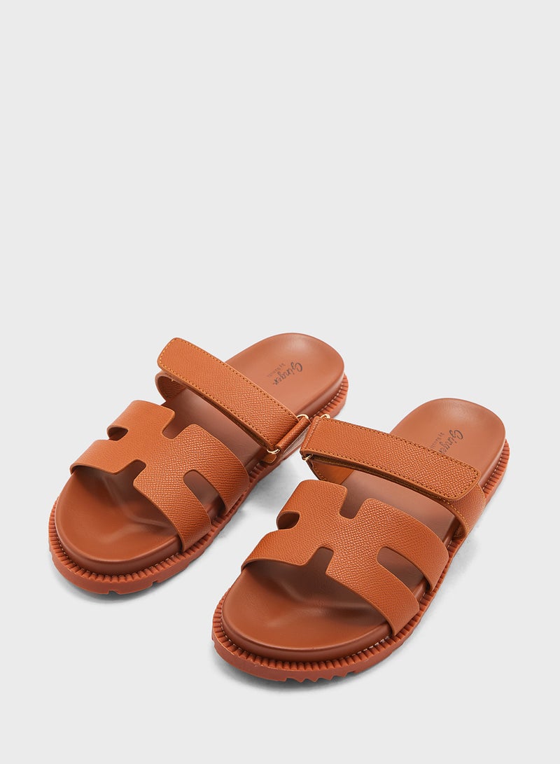 Gladiator Velcro Strap Flat Sandal