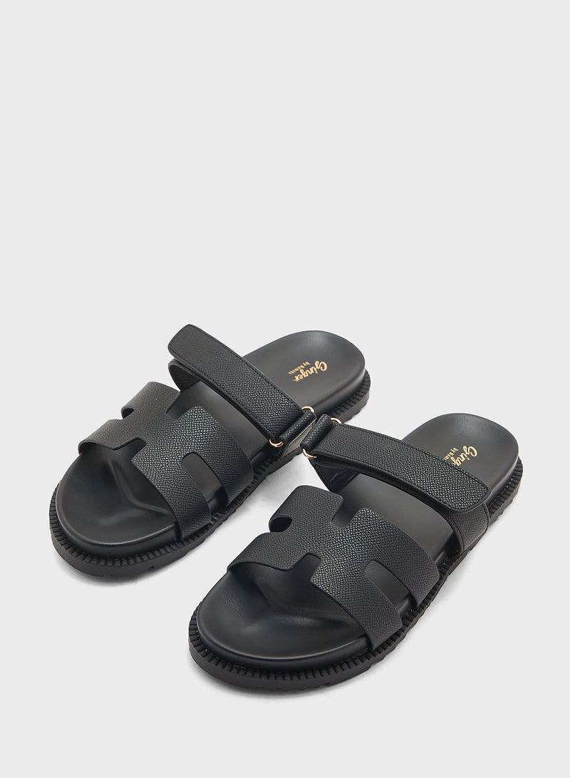 Gladiator Velcro Strap Flat Sandal