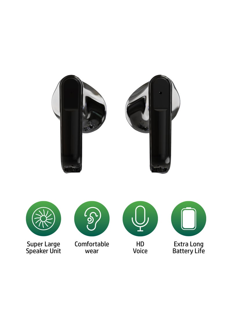 Wireless Bluetooth Earphones, Transparent Design with Surround Sound, Stable Connection, Compatible with iPhone, iPad, MacBook, Samsung, Black