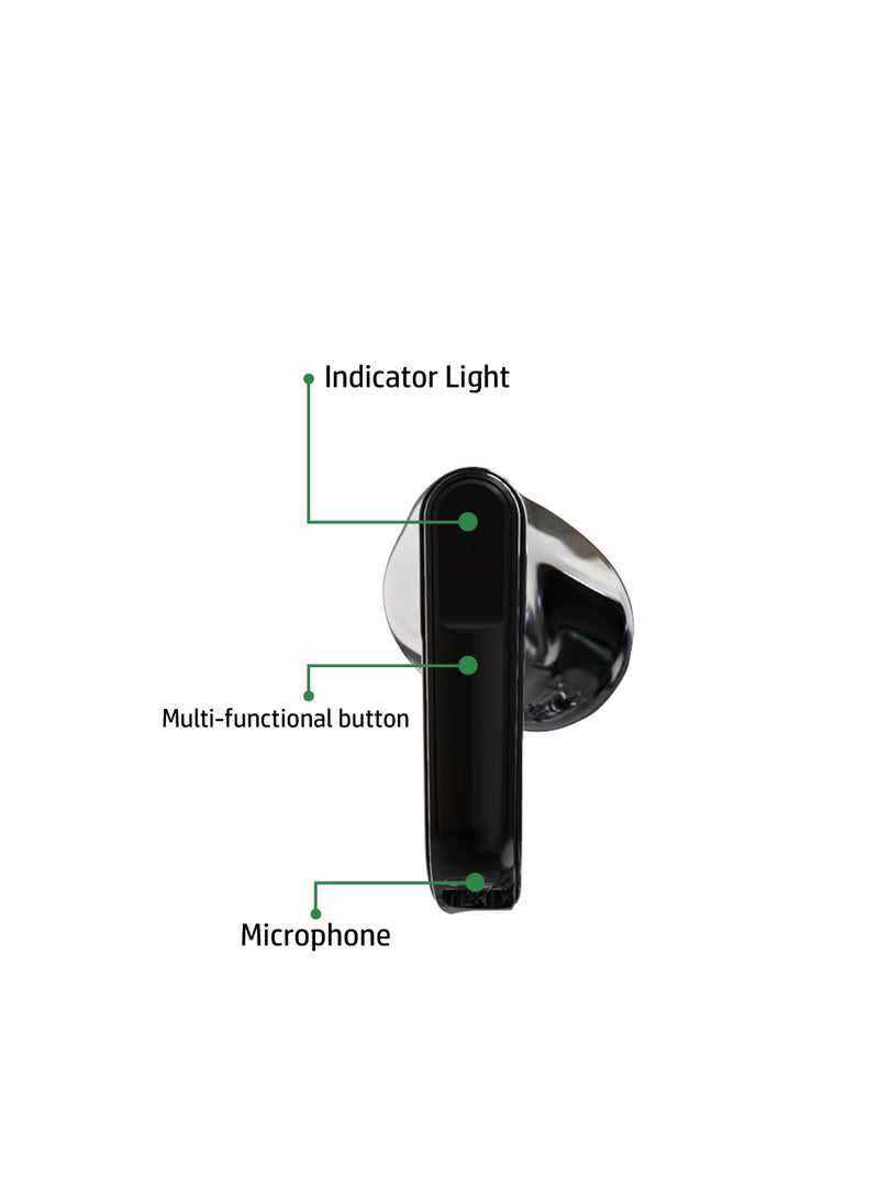 Wireless Bluetooth Earphones, Transparent Design with Surround Sound, Stable Connection, Compatible with iPhone, iPad, MacBook, Samsung, Black