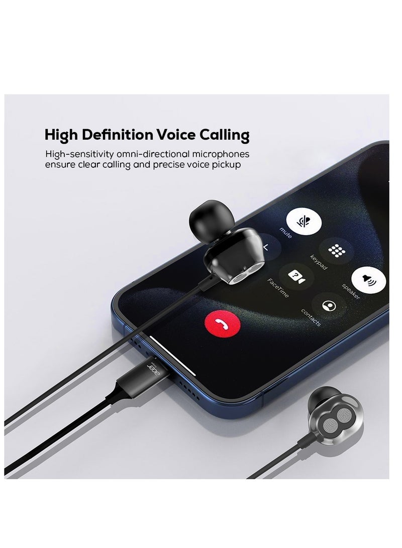 In-Ear Type C Wired Earphones With Microphone Noise Isolating Compatible With iPhone15 series Samsung Galaxy, PC, iPad Air and More 1.5M Black