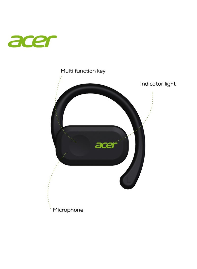 Wireless Bluetooth ENC Open Ear Headphones with Dual 14.2mm Dynamic Drivers Deep Bass, Bluetooth 5..0 Black