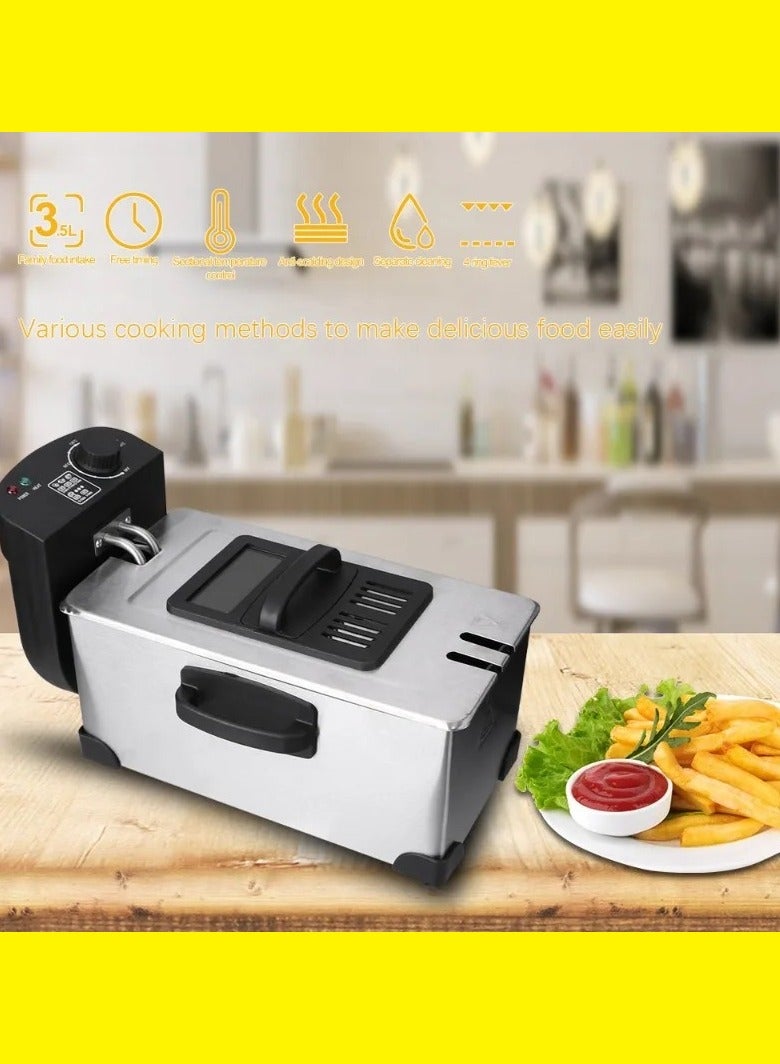 3.5L large capacity electric Deep fryer, French fries Deep fryer, household electric fryer, fried chicken ribs, French fries fryer