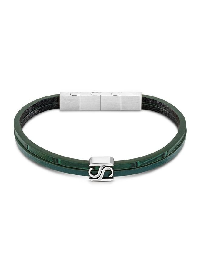 Logo Mens Green Leather Bracelet 190+20Mm - B47 1V