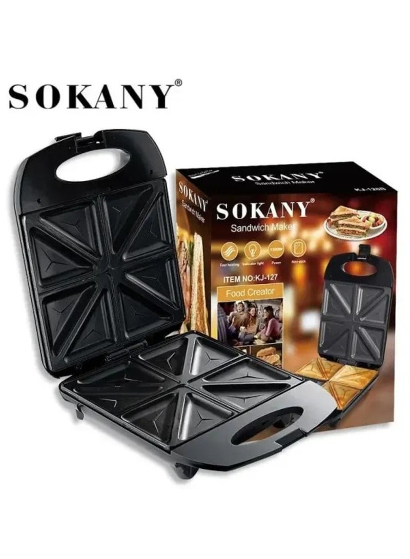 Sokany KJ-127 Houselin Electric Panini Press Grill and Sandwich Maker , Healthy Ceramic Nonstick Plates