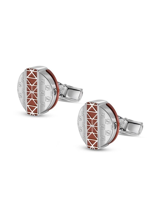 Champ De Mars Mens Silver & Red Blood Stainless Steel Cufflink 17mm - C74 1R