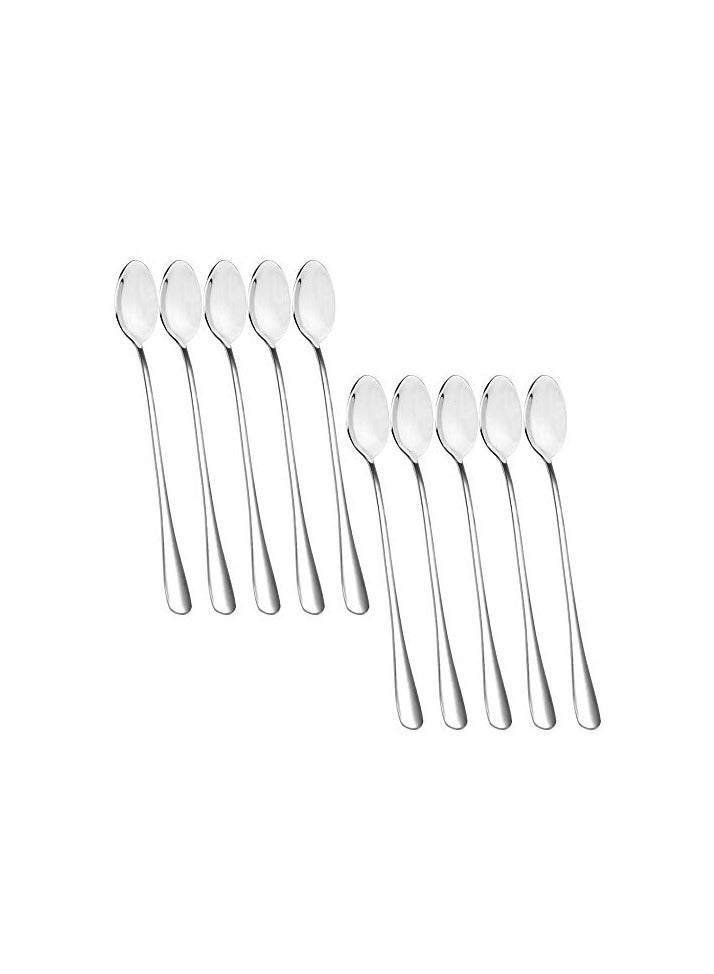 Long Handle Stirring Spoon, Set of 10 Stainless Steel Mixing Spoon for Iced Tea, Coffee