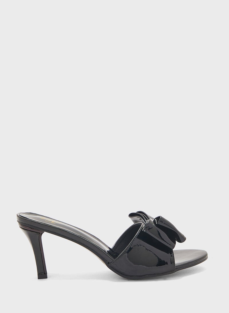 Oversized Bow Mule Heel Sandal