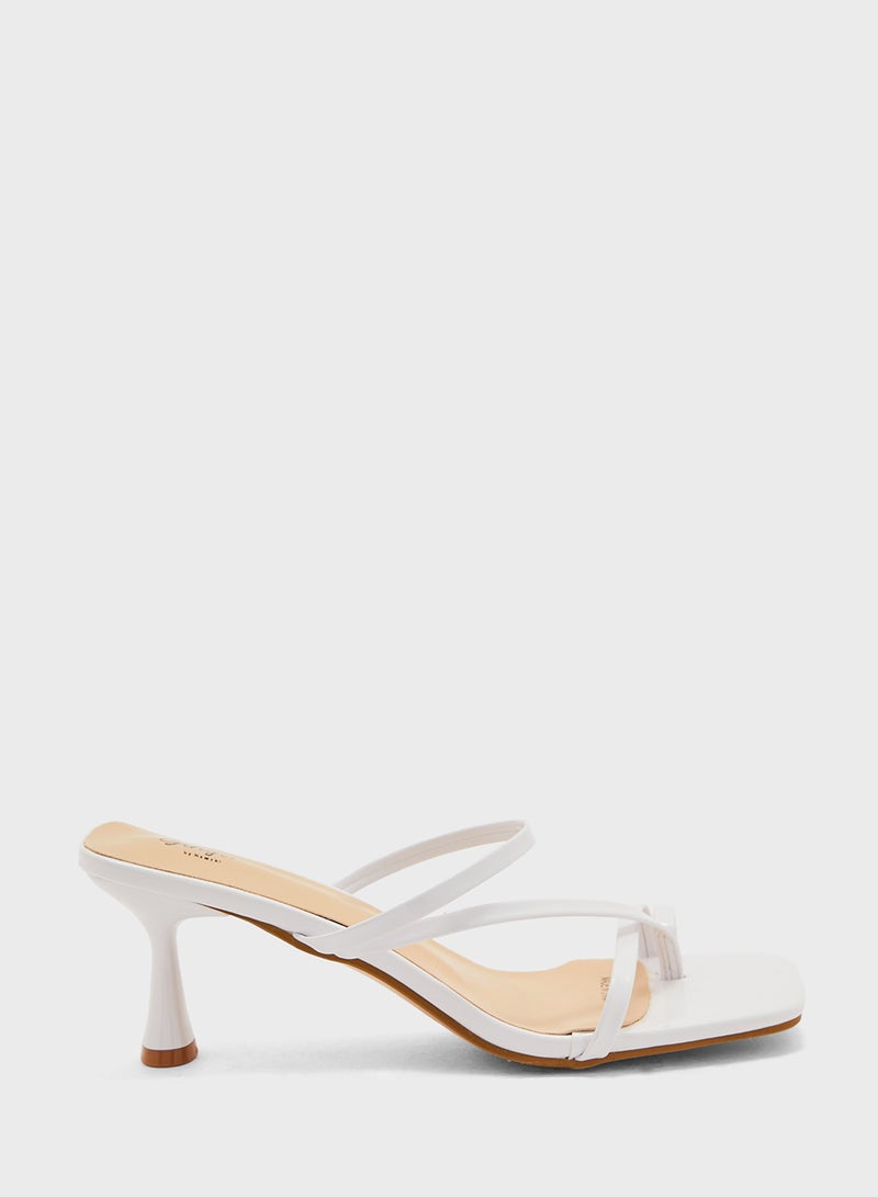 Square Toe Barely There Heel Sandal