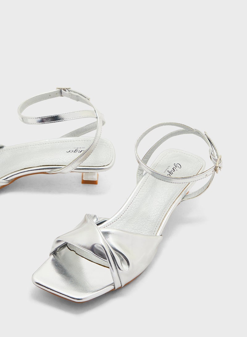 Twisted  Ankle Strap Heel Sandal