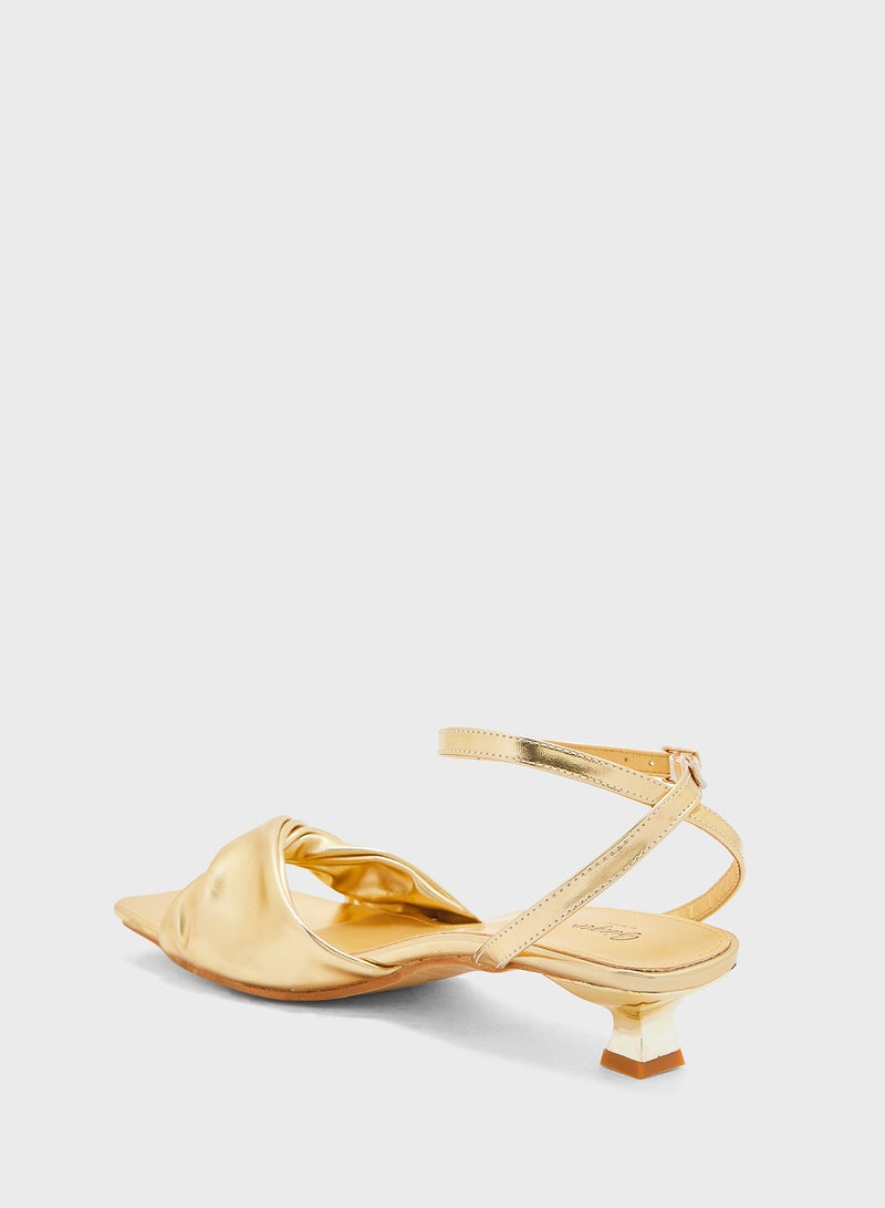 Twisted  Ankle Strap Heel Sandal