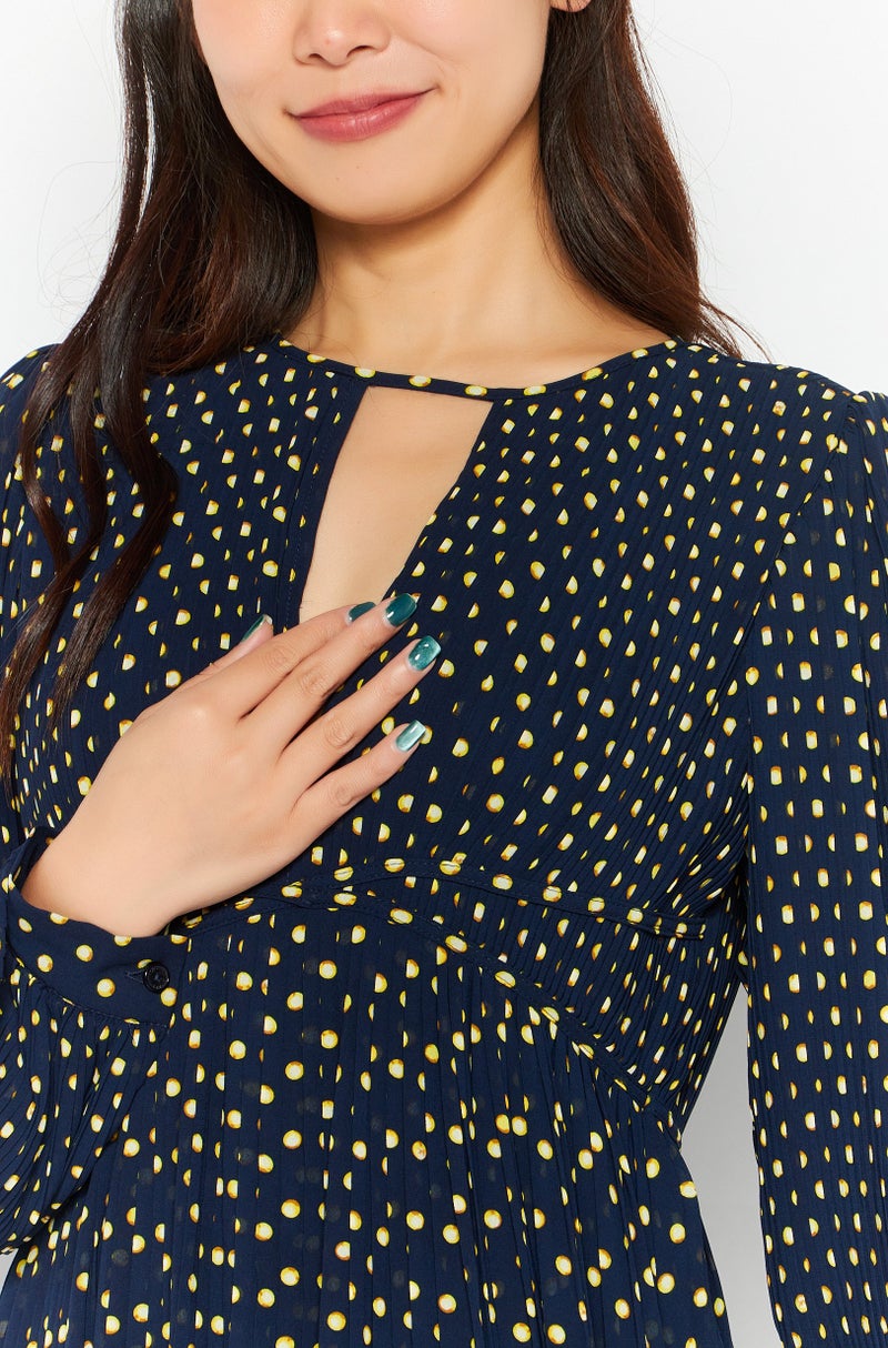 Women Allover Print Midi Dress, Navy Combo