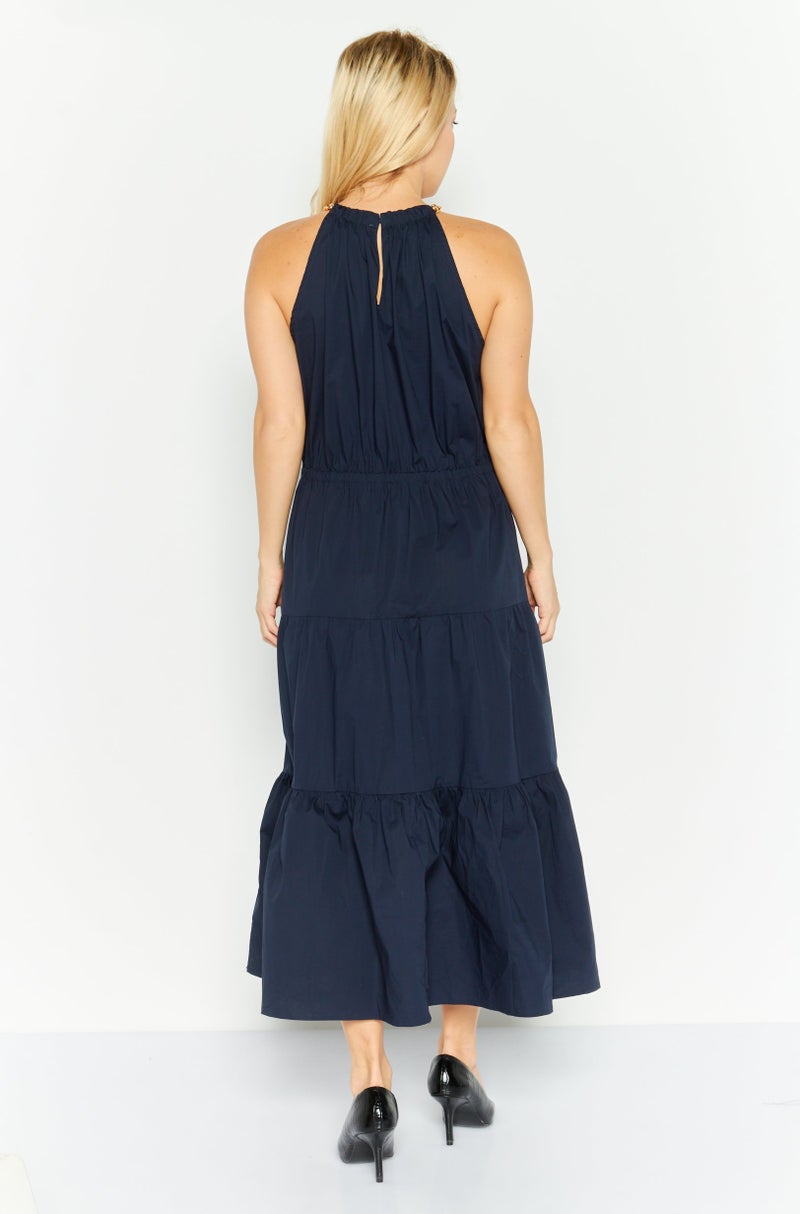 Women Solid Maxi Dress, Navy