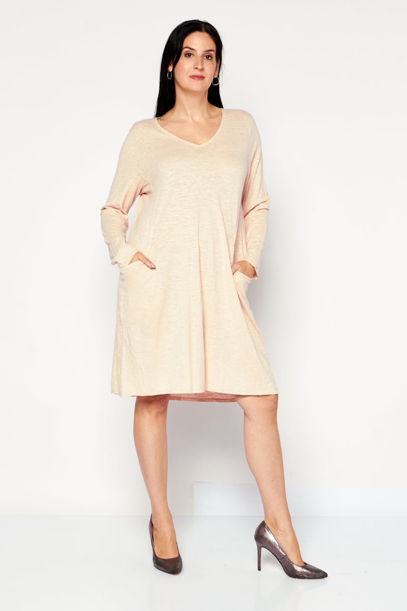 Women Plain Casual Mini Dress, Pink