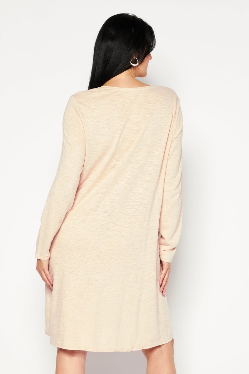 Women Plain Casual Mini Dress, Pink