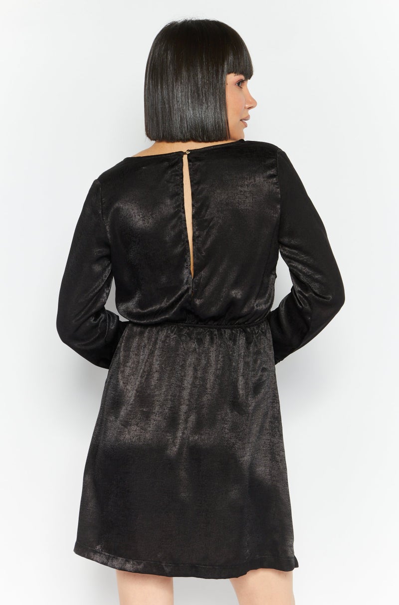 Women Solid Mini Dress, Black