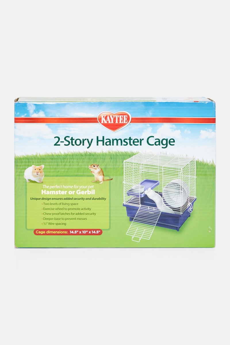 2-Story Hamster Cage, White/Blue