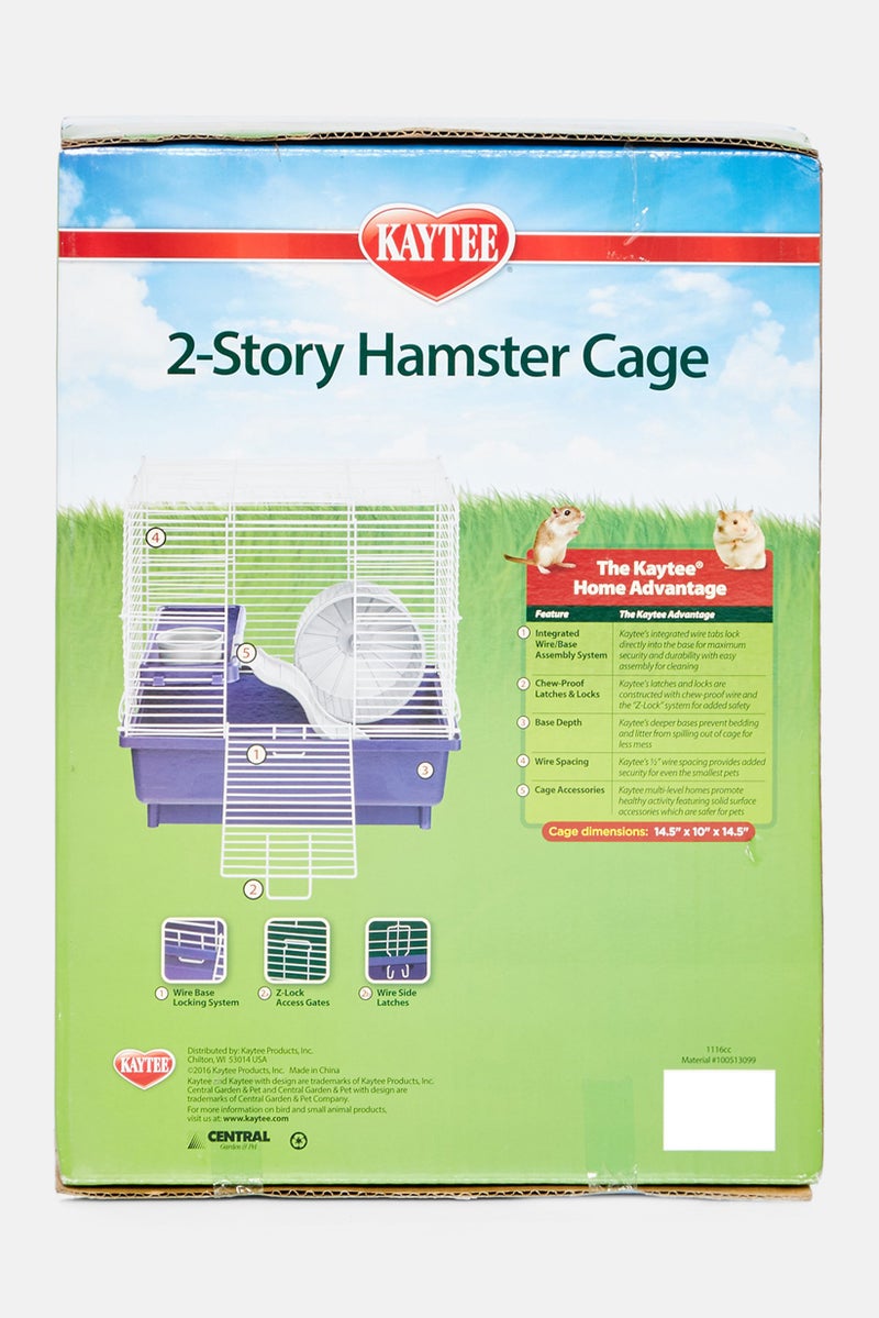 2-Story Hamster Cage, White/Blue