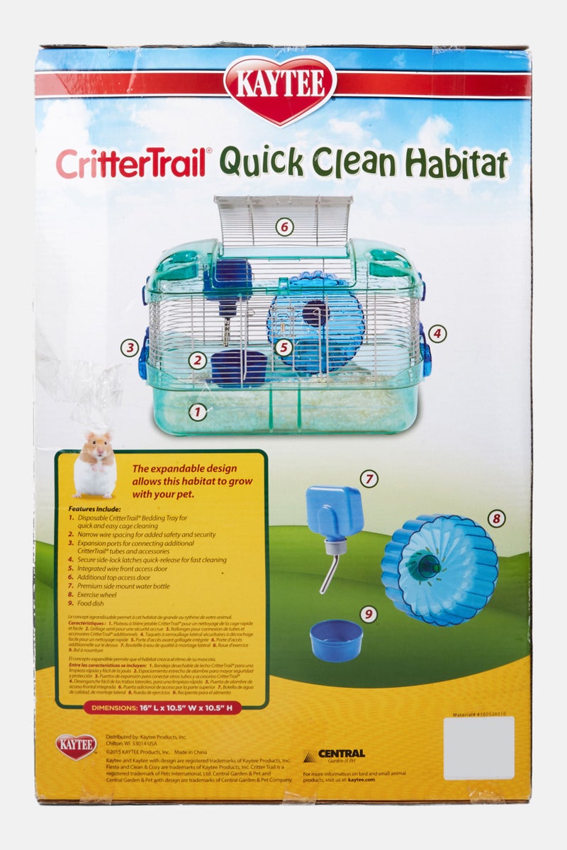 Crater Trail Quick Clean Habitat For Pet, Blue/Green Combo