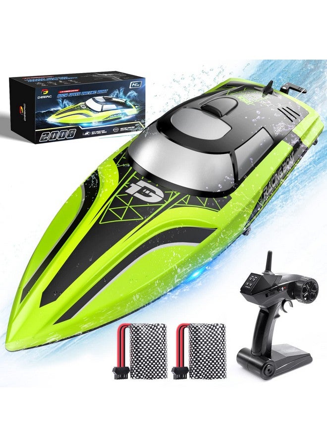 Rc Boat With Led Light 30+ Mins Self Righting Remote Control Boat For Pools & Lakes 20+ Mph 2.4Ghz Racing Boats 2 Battery Pool Toys For Kids Radio Controlled Watercraft