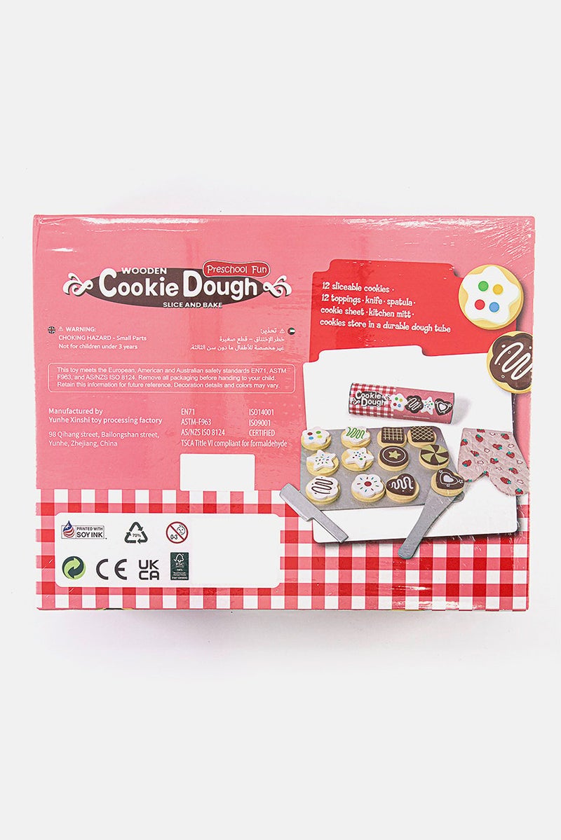 29 Pcs Wooden Cookie Dough Slice And Bake, Cream/Red Combo