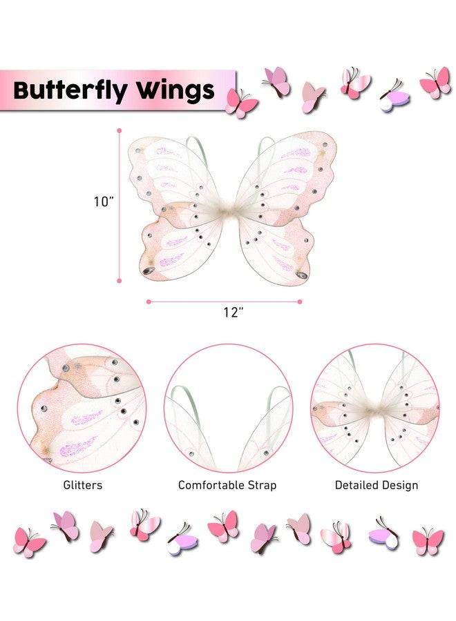 Butterfly Wings For Kids 2 Layer Fairy Costume Wings To Wear For Halloween Butterfly Costume For Kids Cute Pretend Play Butterfly Fairy Wings For Girls And Boys One Size 14 Inches White