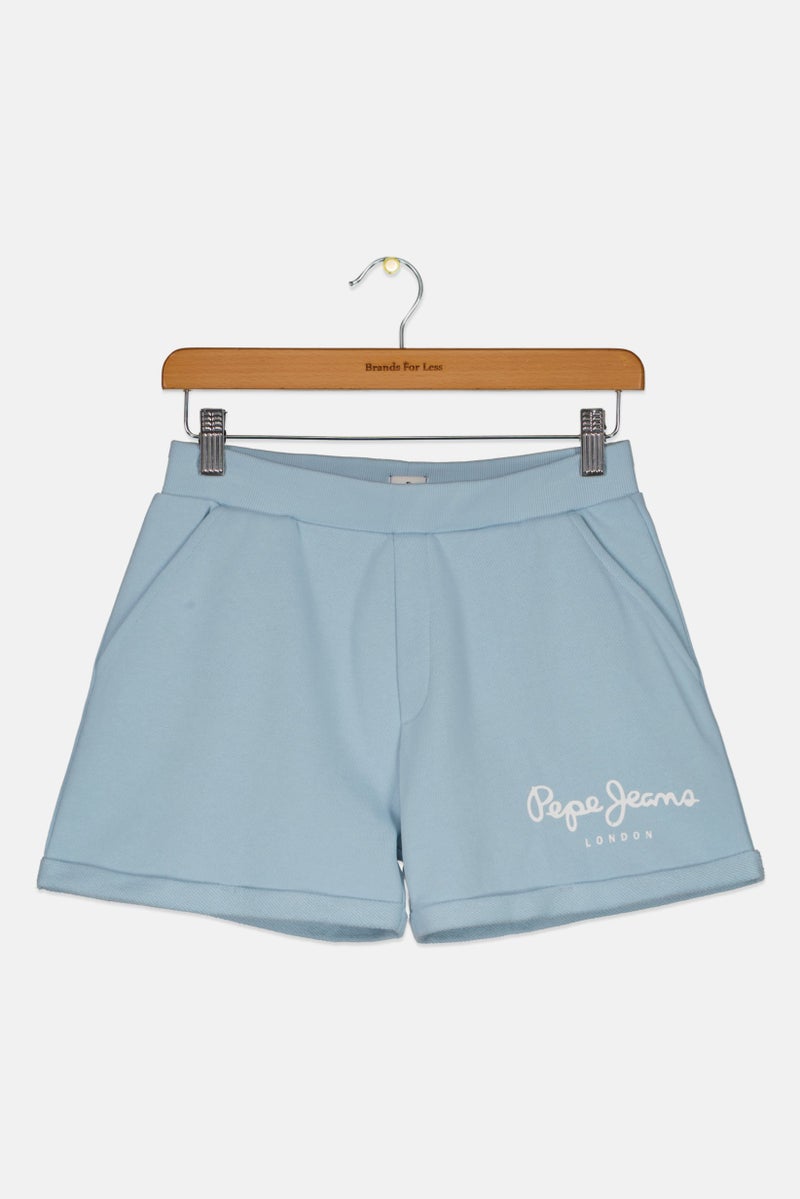 Kids Girl Brand Logo Short, Light Blue