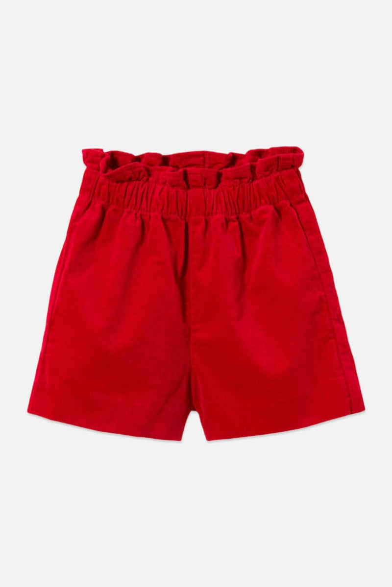 Kids Girl Velvet Shorts, Red