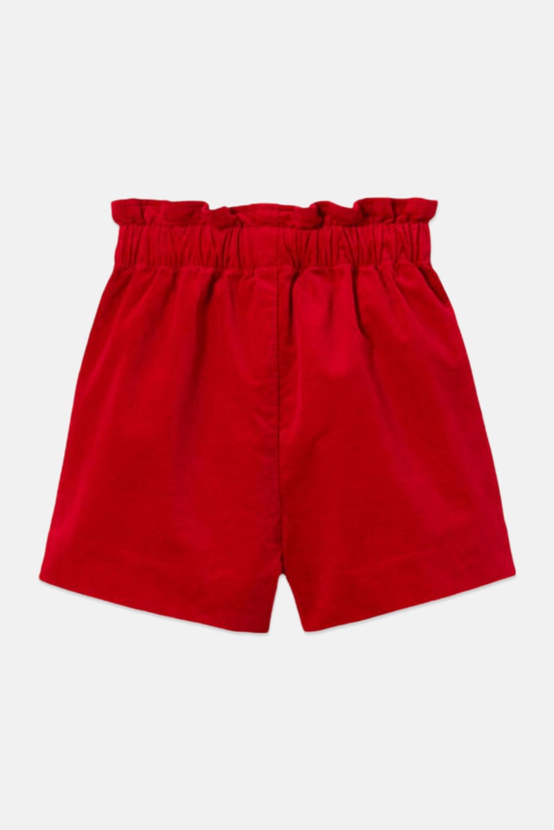 Kids Girl Velvet Shorts, Red