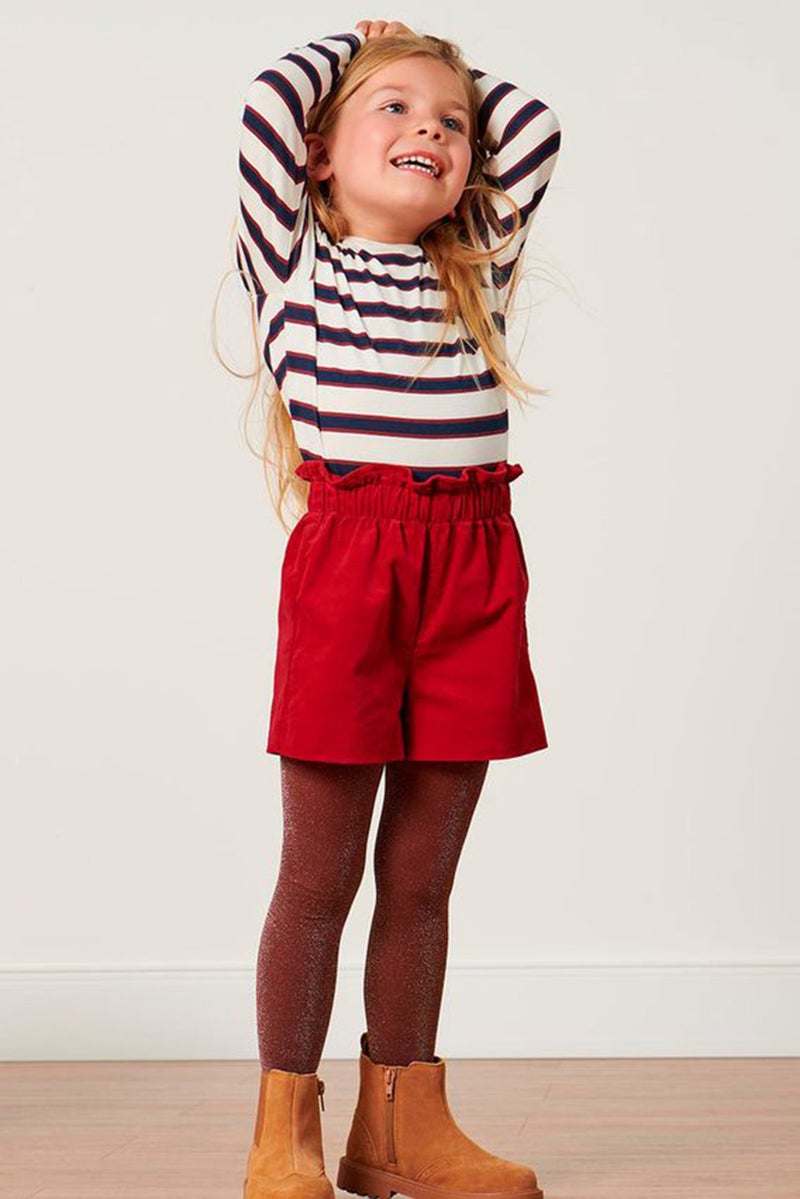 Kids Girl Velvet Shorts, Red