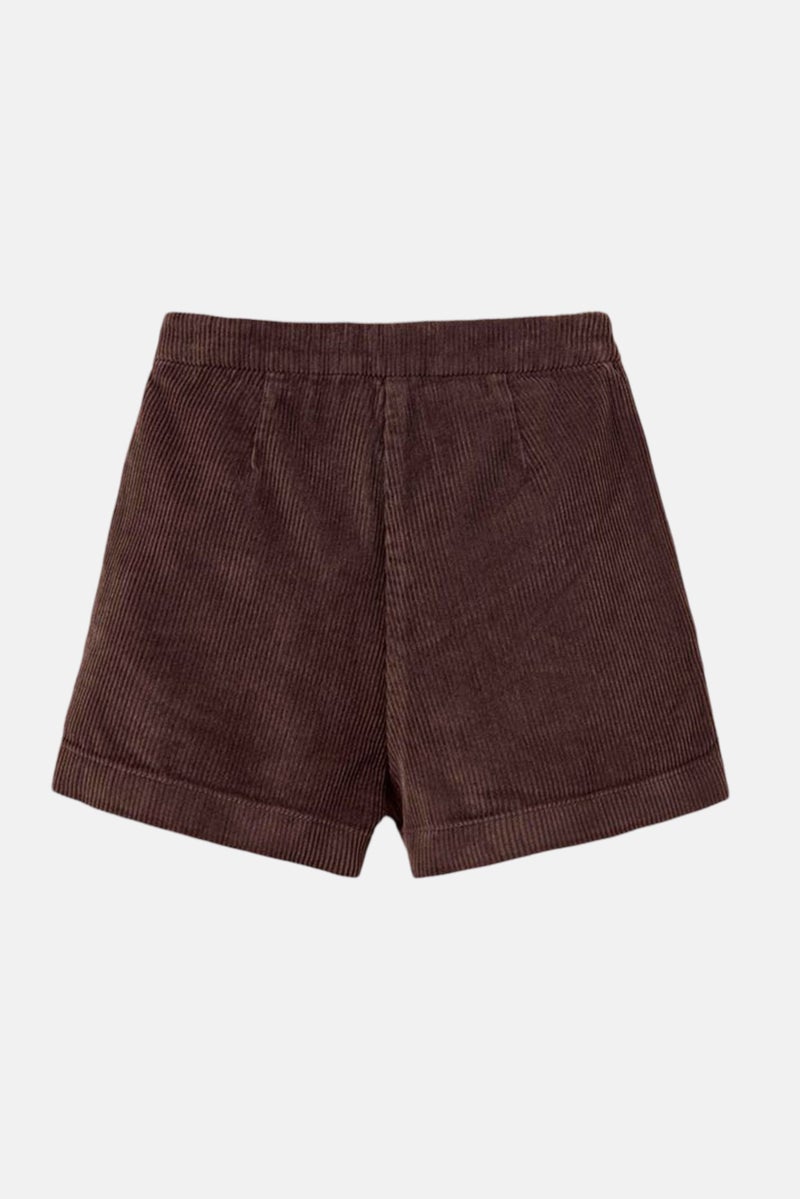 Kids Girl Textured Basic Short, Brown