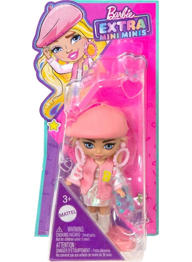 Barbie Extra Mini Minis Doll with Blond Hair, Accessories and Doll Stand, 3.25-inch Collectible