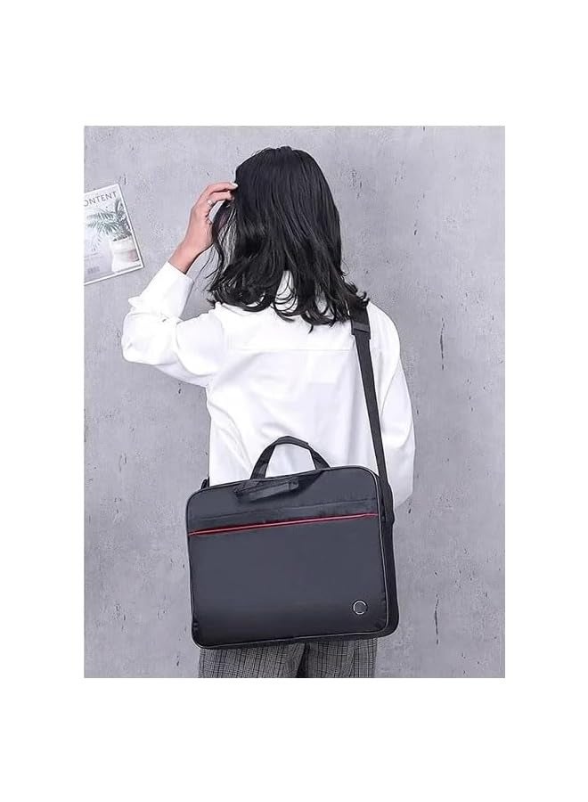 Laptop 15.6 Inch Toploader Black Bag, Tablet Sleeve Case Slim Travel Handle Bag Durable Business Messenger Shoulder Bag