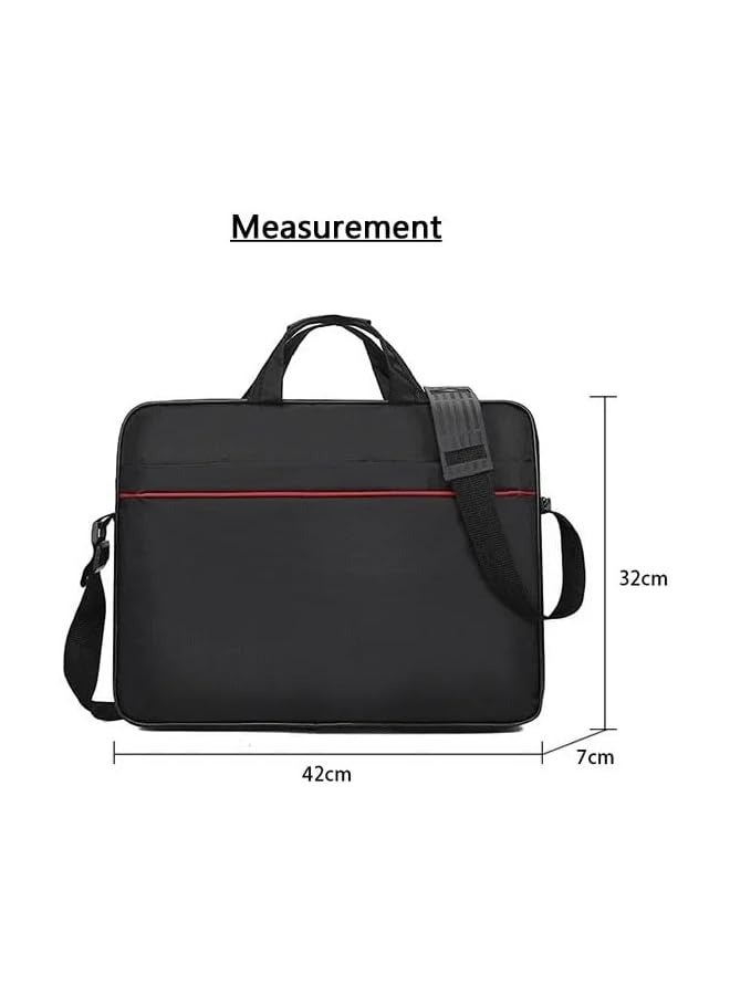 Laptop 15.6 Inch Toploader Black Bag, Tablet Sleeve Case Slim Travel Handle Bag Durable Business Messenger Shoulder Bag