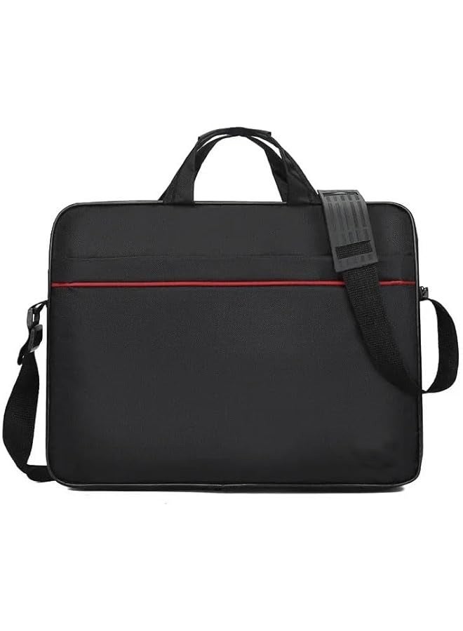 Laptop 15.6 Inch Toploader Black Bag, Tablet Sleeve Case Slim Travel Handle Bag Durable Business Messenger Shoulder Bag