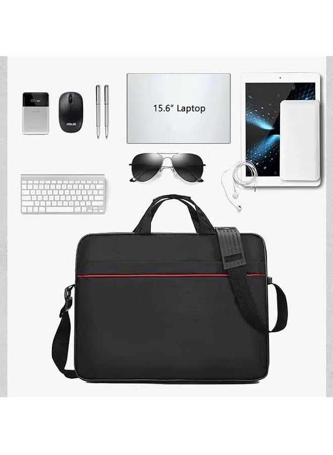 Laptop 15.6 Inch Toploader Black Bag, Tablet Sleeve Case Slim Travel Handle Bag Durable Business Messenger Shoulder Bag