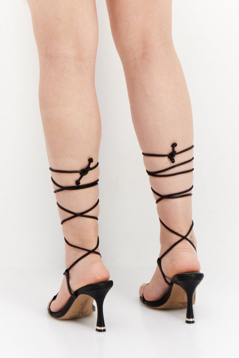 Women Belinda Tie Closure High Heel Sandals, Black