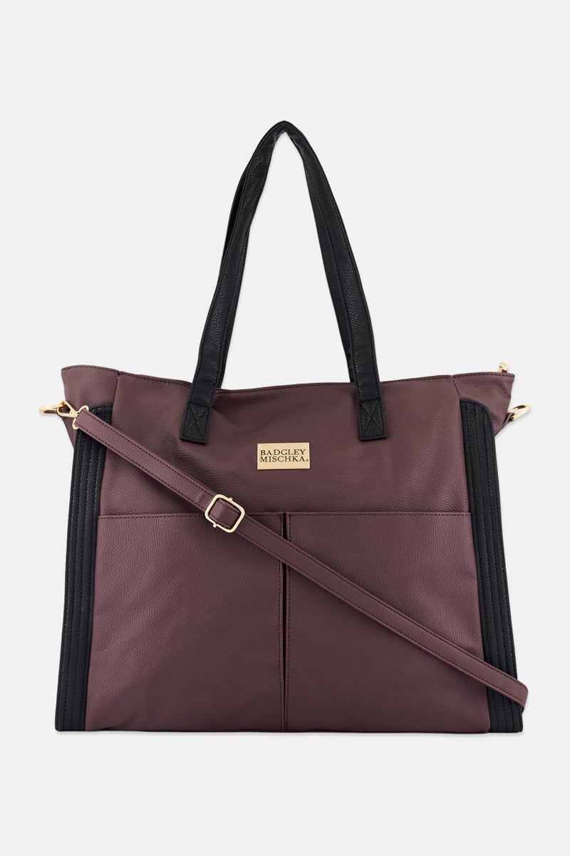 Women Brand Logo Tote Bag 38 H X 52 L X 16 W cm, Maroon