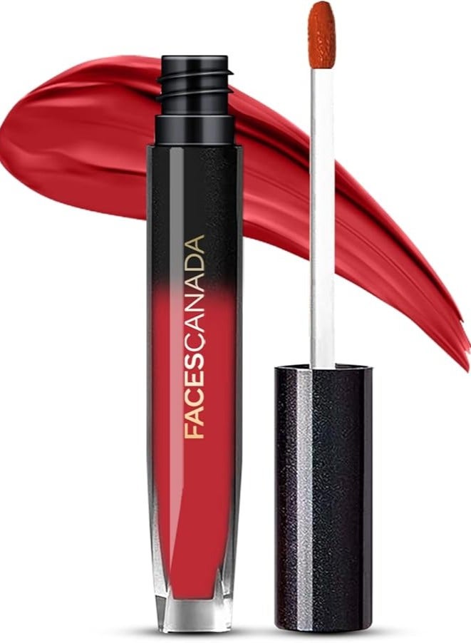 FACES CANADA Comfy Silk Liquid Lipstick Infused With Nourishing Mulberry Oil & Shea Butter, Longwear Transfer Proof Highly Pigmented Lip Color With Smooth Texture, Satin Matte Finish - Zealous Red 10