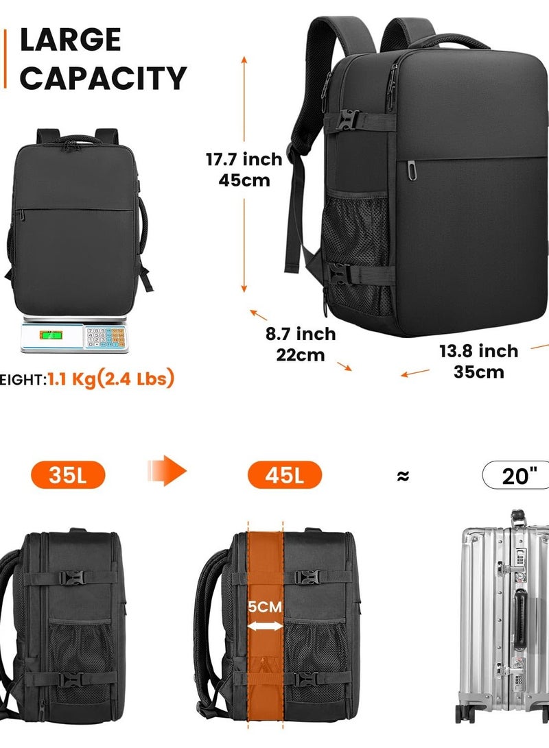 Hand Luggage Backpack Aeroplane 40L Large Travel Backpack Men Women Suitcase Backpack Waterproof Travel Bag for 17 Inch Laptop, Travel Backpack for Travel Business Trip Business Hiking Weekend